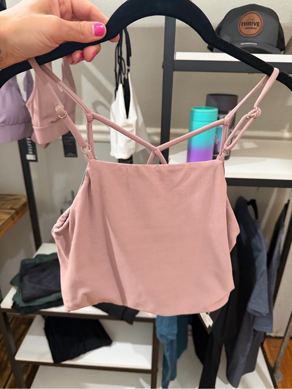 Wolven Dusty Mauve Strappy Cropped Tank